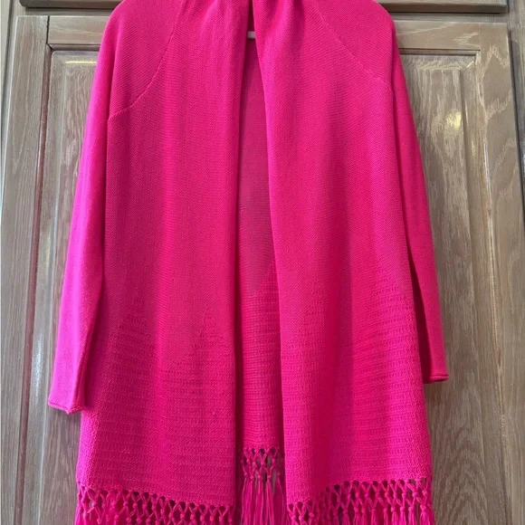 Lilly Pulitzer Vibrant Pink Fringe Sweater - Picture 1 of 3